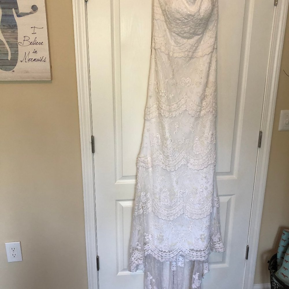 Wedding Dress and Off-Shoulder matching scarf/Wrap and Veil.
